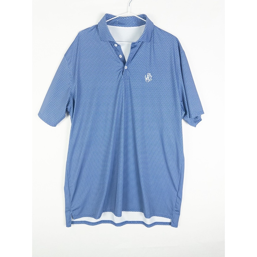 Holderness and Baourne Polo Shirt Mens L/XL Blue Golf Cap Print Country Club
